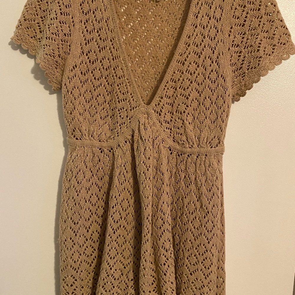 Metro Tan Crochet Dress